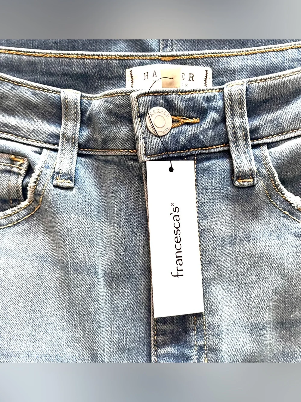 NWT Harper Barrel Jean Denim Frayed Distressed Maxi Skirt Front Slit 27 Small